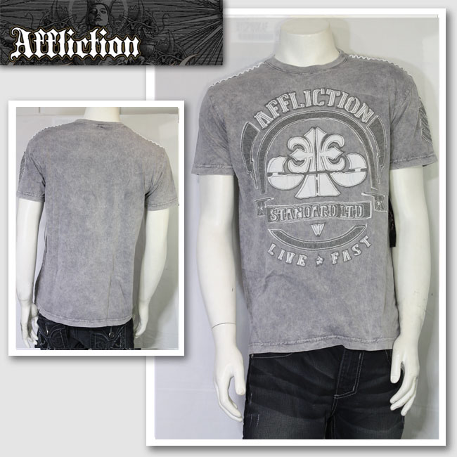 新作　LAセレブ着用　雑誌掲載 【AFFLICTION/アフリクション】 MAYSON Tシャツ（グレー・GRY）/メンズ 【インポート】【セレカジ】【正規品】