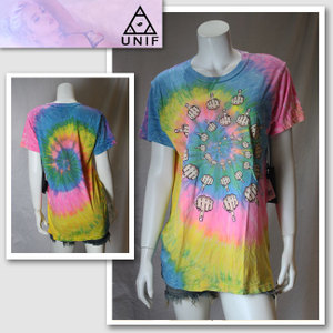 【UNIF／ユニフ】 マルチカラーフィンガーTシャツ（マルチカラー・YEL）/レディース 【インポート】【セレカジ】【正規品】