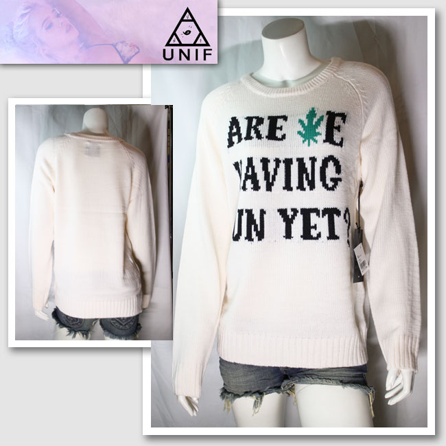 【UNIF／ユニフ】Are We？Sweater 　（ホワイト・WHT）/レディース【インポート】【セレカジ】【正規品】