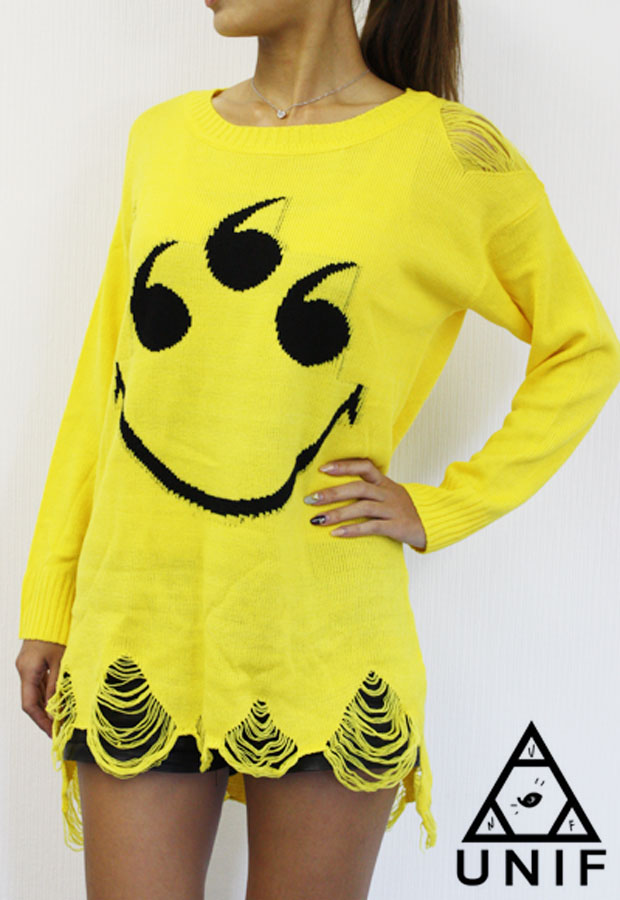 【UNIF／ユニフ】6eyes イエローニット（イエロー・YLW）/レディース【インポート】【セレカジ】【正規品】