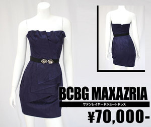 【BCBG MAXAZRIA/BCBGマックスアズリア】サテンレイヤードショートドレス（ブルー・NVY）/レディース【インポート】【セレカジ】【正規品】