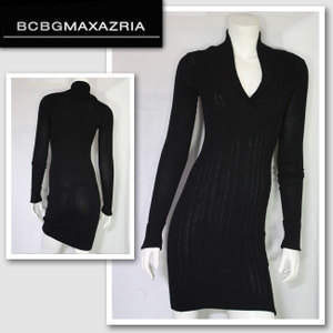 新作　LAセレブ着用　雑誌掲載 【BCBG MAXAZRIA/BCBGマックスアズリア】 SWEATER DRESS（ブラック・BLK）/レディース 【インポート】【セレカジ】【正規品】