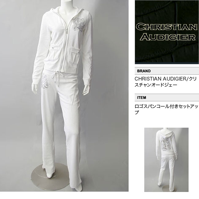 【CHRISTIAN AUDIGIER/クリスチャンオードジェー】ロゴタイプスパンコール付き添い人セットアップ（白いこと・WHT）/レディース【輸入物】【セレカジ】【定め事品】