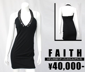 【Faith Connexion/フェイス・コネクション】 スタッズ付きベアーバックドレス（ブラック・BLK）/レディース 【インポート】【セレカジ】【正規品】 28,600円