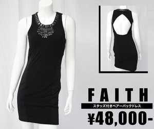 【Faith Connexion/フェイス・コネクション】 スタッズ付きベアーバックドレス（ブラック・BLK）/レディース 【インポート】【セレカジ】【正規品】