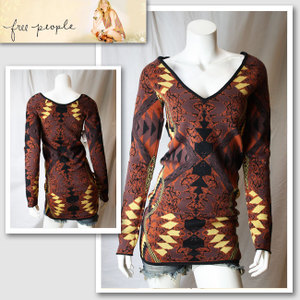 【Free People/フリーピープル】ボヘミアンパターンニットワンピ(ブラウン・BLW)/レディース【インポート】【セレカジ】【正規品】|セレクトショップMOMO