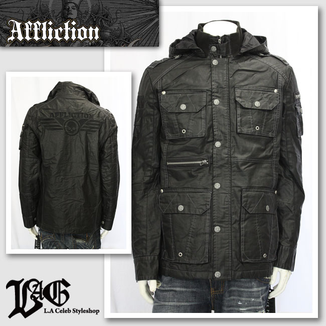 楽天市場】【AFFLICTION/アフリクション】ステッチ付きグレーパーカー