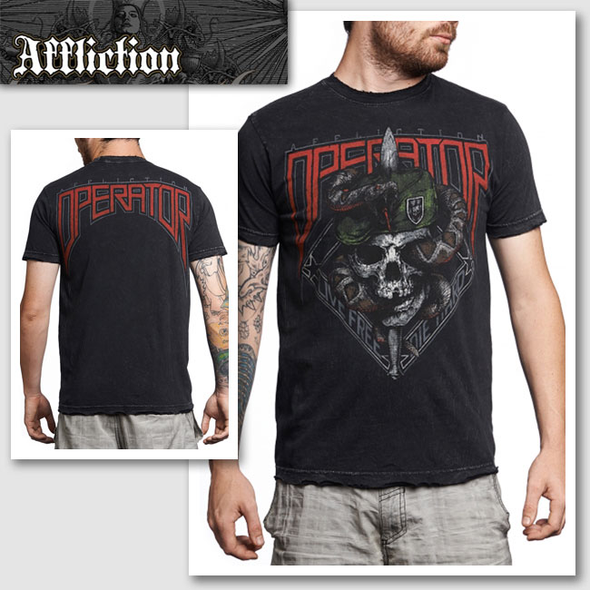 新作【AFFLICTION/アフリクション】SNAKE EATER スネークスカルプルオーバー（黒いこと・BLK）/メンズ【輸入物】【セレカジ】【置き目品】