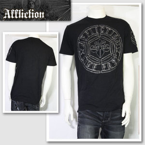 新作　LAセレブ着用　雑誌掲載 【AFFLICTION/アフリクション】 BUILDUPTシャツ（ブラック・BLK）/メンズ 【インポート】【セレカジ】【正規品】