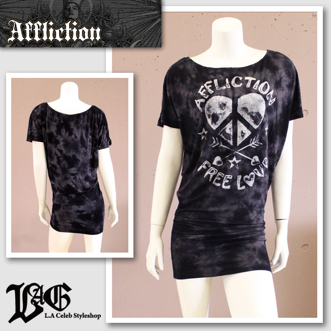 楽天市場】【AFFLICTION/アフリクション】リジーチュニック（ピンク