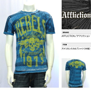 【AFFLICTION/アフリクション】 アメリカンスカルＴシャツ（ブルー・BLE）/メンズ 【インポート】【セレカジ】【正規品】