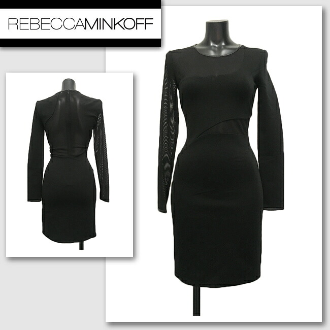 新作【REBECCA MINKOFF/レベッカミンコフ】BLACK DRESS メッシュ切り替えドレス(ブラック・BLK）レディース【送料無料】ブラックにメッシュの切り替えが大人かわいい！アシンメトリーなデザインがクールなドレスです。【セレカジ】【正規品】｜セレクトショップMOMO