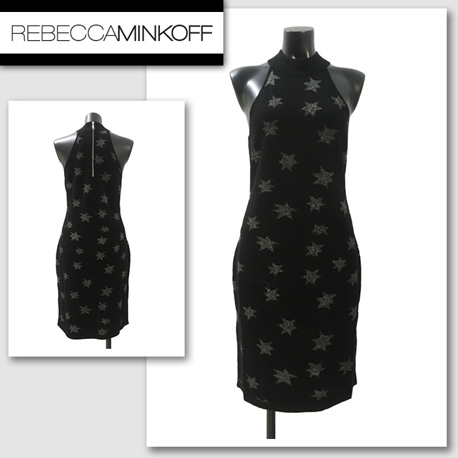 新作【REBECCA MINKOFF/レベッカミンコフ】GALAXY DRESS ギャラクシードレス(ブラック・BLK）レディース【送料無料】いま注目のブランドが登場！キラキラと輝く星柄がかわいいワンピース！【セレカジ】【正規品】