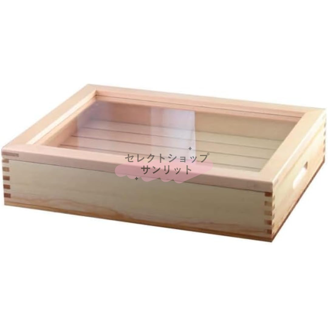 蓋付き日本製木製魚箱、蓋付きアクリル寿司材料箱、寿司刺身保存容器、寿司材料容器、刺身木皿、寿司レストランキッチンホテル、家庭用および商業用大型丸太|セレクトショップサンリット