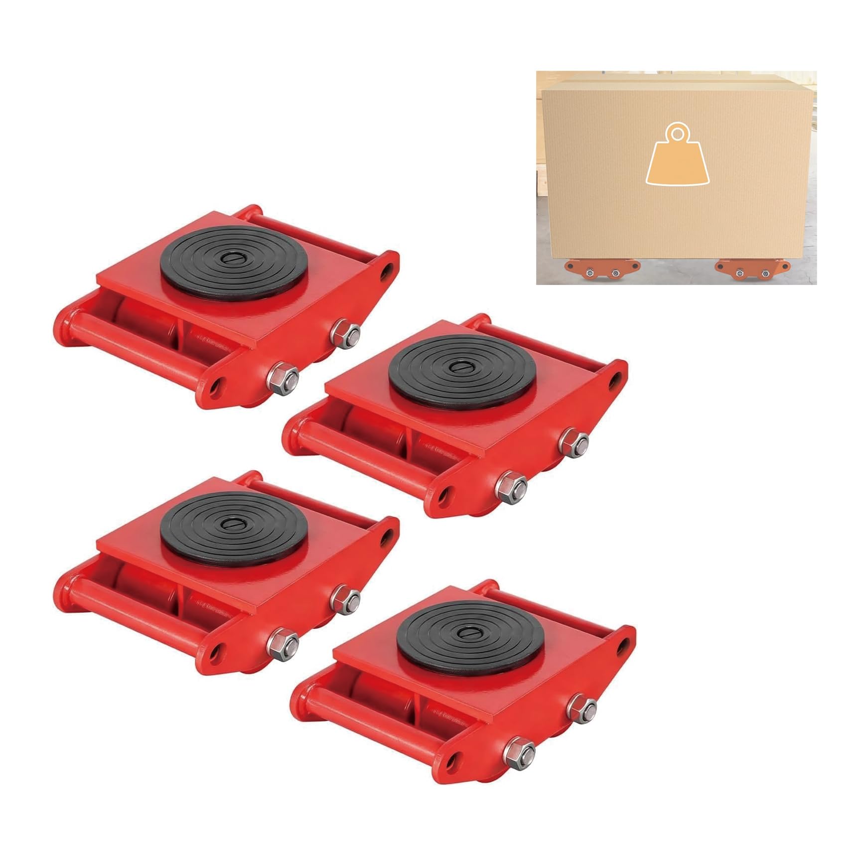 マシンローラー 運搬ローラー 4台セット 耐荷重約6t 重量物運搬 台車 360°回転台付き 低床 機械ローラー 荷物 輸送 安全な作業 移動が簡単 現場 工場 倉庫 物流 建設に最適|セレクトショップサンリット
