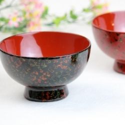 津軽塗 夫婦汁椀・箸セット(桐箱入) 木製 唐塗 呂上・赤上 メーカー直送