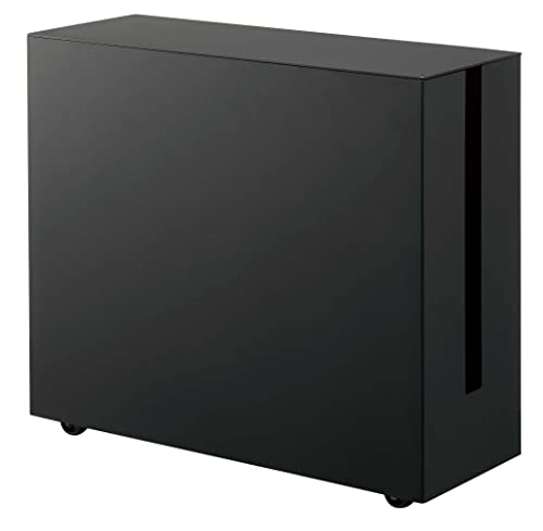 山崎実業(Yamazaki) キャスター付き ケーブル収納 ラック ブラック 約W40.1×D15.1×H34.8cm タワー 隠せる周辺機器 いたずら防止 テレワーク 5404