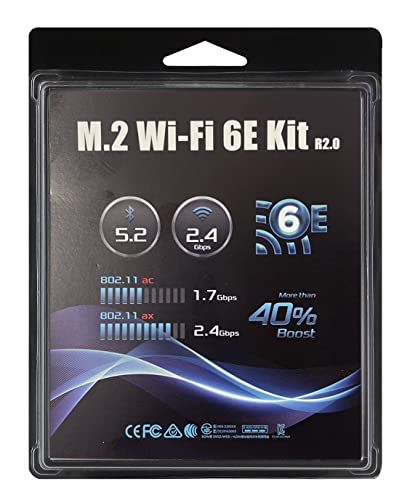 ASRock Intel WiFi 6E AX210 Module & アンテナ・ケーブル セット/Desk Mini シリーズにWIFI 環境を追加/M.2WIFI6Ekit (AX210) DeskM R2.0