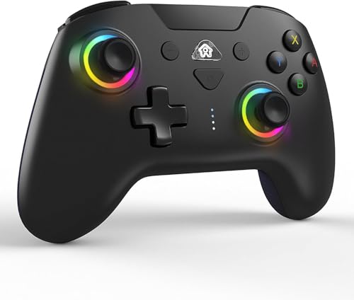 Switch コントローラー 自動連射機能 背面ボタン付き マクロ機能 Bluetooth接続 6軸ジャイロセンサー 7色RGBライト 1000mAhバッテリー 長時間使用 4段階HD振動 Switch1/Switch2/Android/PC（有線）/iOSに対応