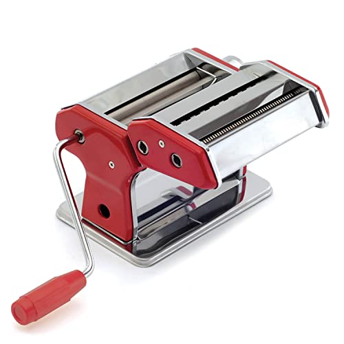 ノープロ パスタ製造機 手動 パスタマシーン 自家製パスタ キッチン キッチン用品 調理 調理具 20cm 赤 1049R