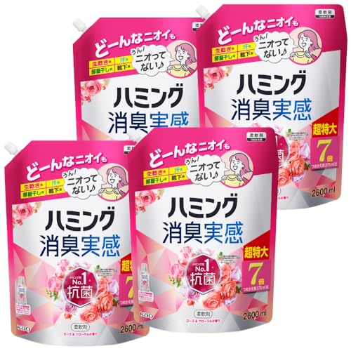 鼻歌を歌う 【容れもの売りわたす】消臭実感 延性のある剤 つめこみ洗いものも、お部屋干しも、比類のない消臭! 内Nｏ.1抗菌 さくら色\u0026フローラルの芳ばしさ つめかえ用 2,600ml×4個 大収容能力 柔軟剤-日用品雑貨・文房具・手芸