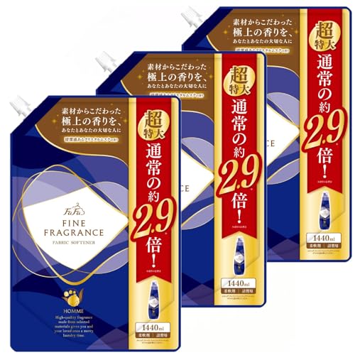 【まとめ買い】ファーファ ファインフレグランス 柔軟剤 オム 香水調 クリスタルムスクの香り 超特大容量 詰替 1440ml×3個