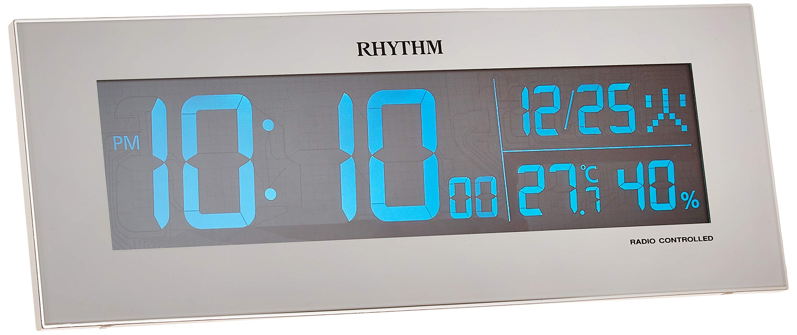 リズム(RHYTHM) 目覚まし時計 電波時計 デジタル グラデーション LED 365色 表示 AC電源 白 Iroria ( イロリア ) 8RZ173SR03