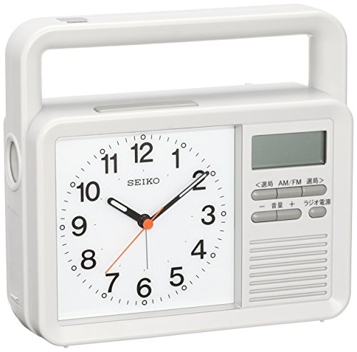 セイコークロック(Seiko Clock) セイコー クロック 目覚まし時計 防災クロック アナログ 手回し充電 ラジオ LED懐中電灯 非常用ブザー 携帯電話充電 薄グレー KR885N SEIKO