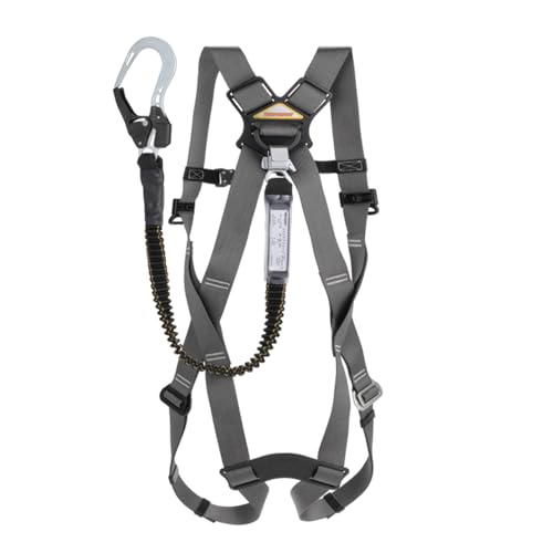 トーヨーセフティー(TOYO SAFETY) カルハーネス フルハーネス型ランヤードセット 新規格品 伸縮式シングルランヤード Mサイズ モスグレー No.FGH-16M-GY