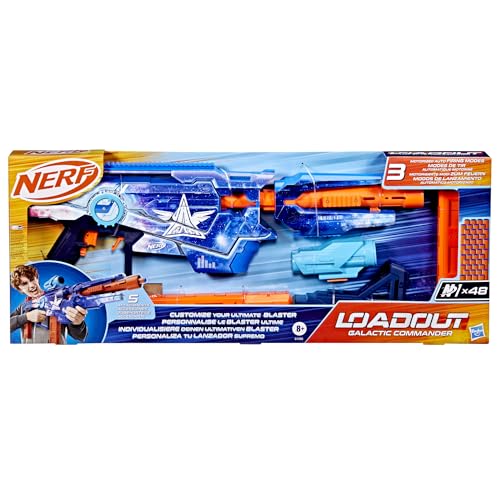 ハズブロ(Hasbro)ナーフ ロードアウト ギャラクティック・コマンダー 電動ブラスター、3つのモード、アクセサリー3個、N1ダーツ48本付属、子供向けおもちゃ&ギフト、対象年齢8才以上 G1580 正