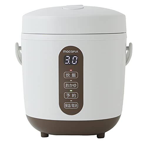 macaful マカフル 調理器具 ミニライスクッカー ホワイト MRC-15L-GRG