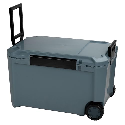 JEJアステージ 座れる 高保冷力 クーラーボックス COREFLUX (コアフラックス) インディゴグレー 65L 日本製[幅712×奥行464×高さ435mm] レジャー スポーツ 鍵穴付き フタの脱着可能 キャリー付 ロン