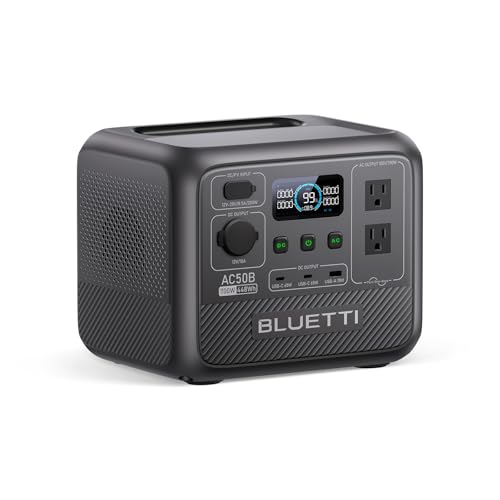 BLUETTI ポータブル電源 AC50B 448Wh/700W 急速充電 APP遠隔操作 UPS機能 電力リフト機能 1000W エコモード機能 リン酸鉄リチウム AC100V出力*2 純正弦波 PD65W USB-C MPPT制御 家庭アウトドア両用 バックアッ