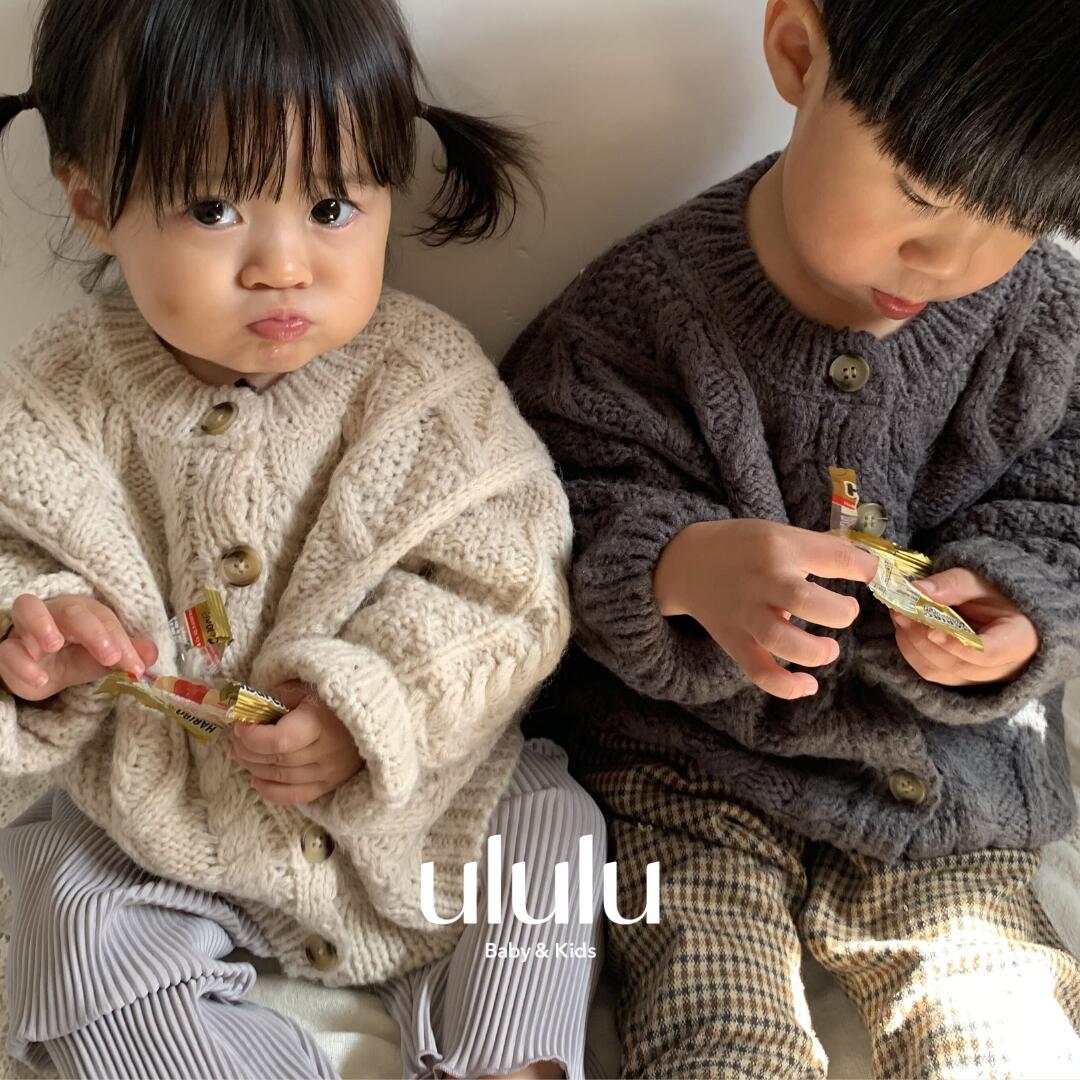 送料無料】 ルーズニットカーディガン ベビー服 女の子 男の子 ululu ニット キッズ 韓国 子供服 かわいい おしゃれ シンプル 韓国ベビー服  韓国 ベビー服 出産祝い ギフト