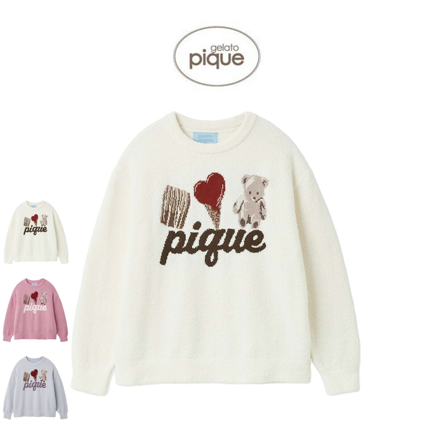 (8日限定ポイント最大10倍)ジェラートピケ gelato pique Valentine ワンポイントジャガードプルオーバー pwnt261042 ジェラピケ バレンタイン ベア アイス ルームウェア 部屋着 パジャマ レディース 2026春 ギフト プレゼントにおすすめ セレクト雑貨ムー【P10】