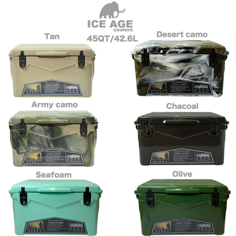 楽天市場】ICE AGE cooler (アイスエイジ) クーラーボックス 45QT 42.6 