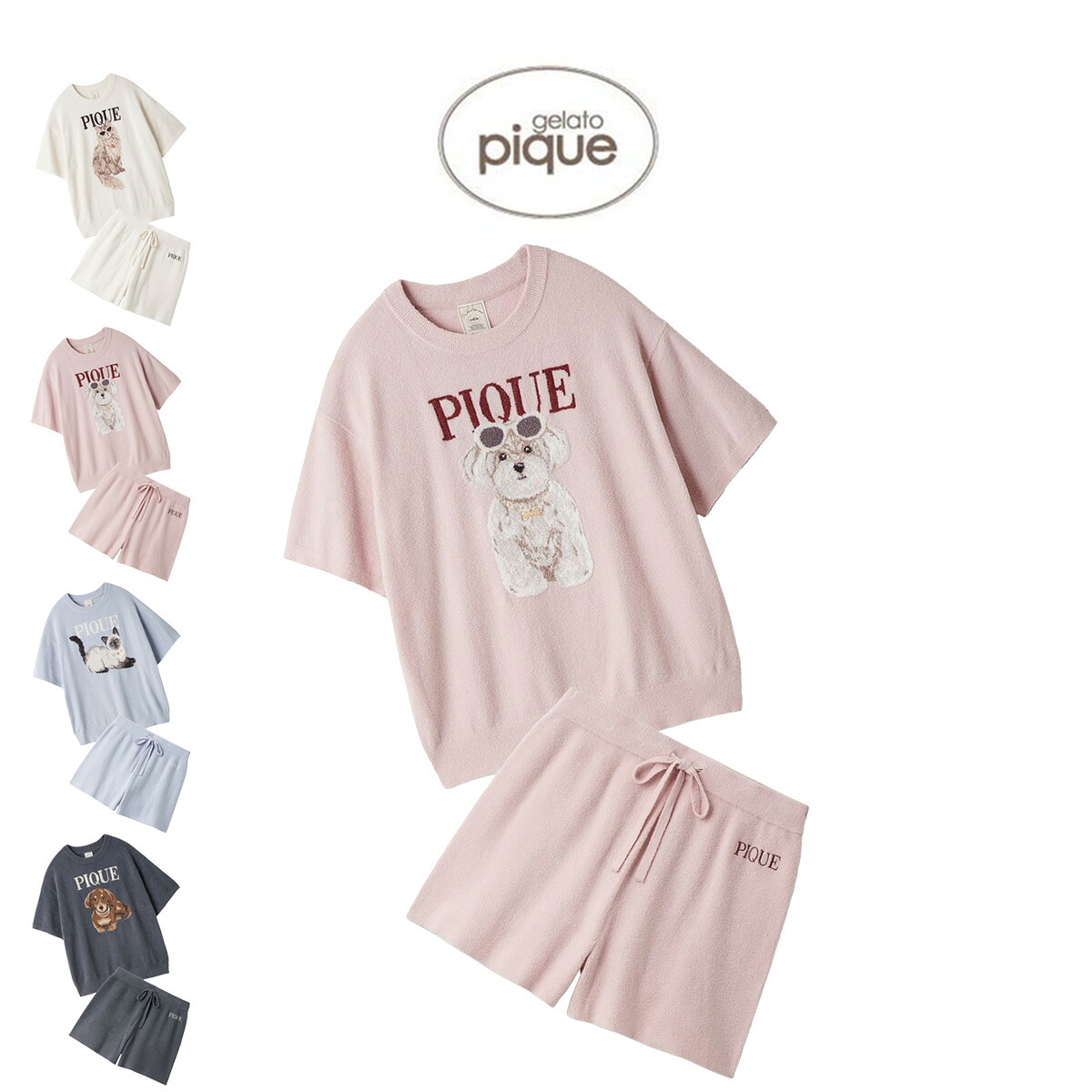 ジェラートピケ gelato pique ファッションCATS&DOGSジャガードプルオーバー&スムーズィーリブショートパンツ pwnt262033set pwnp262034 ジェラピケ パジャマ ルームウェア 部屋着 上下セット セットアップ レディース 2026夏 プレゼントにおすすめ セレクト雑貨ムー｜セレクト雑貨ムー