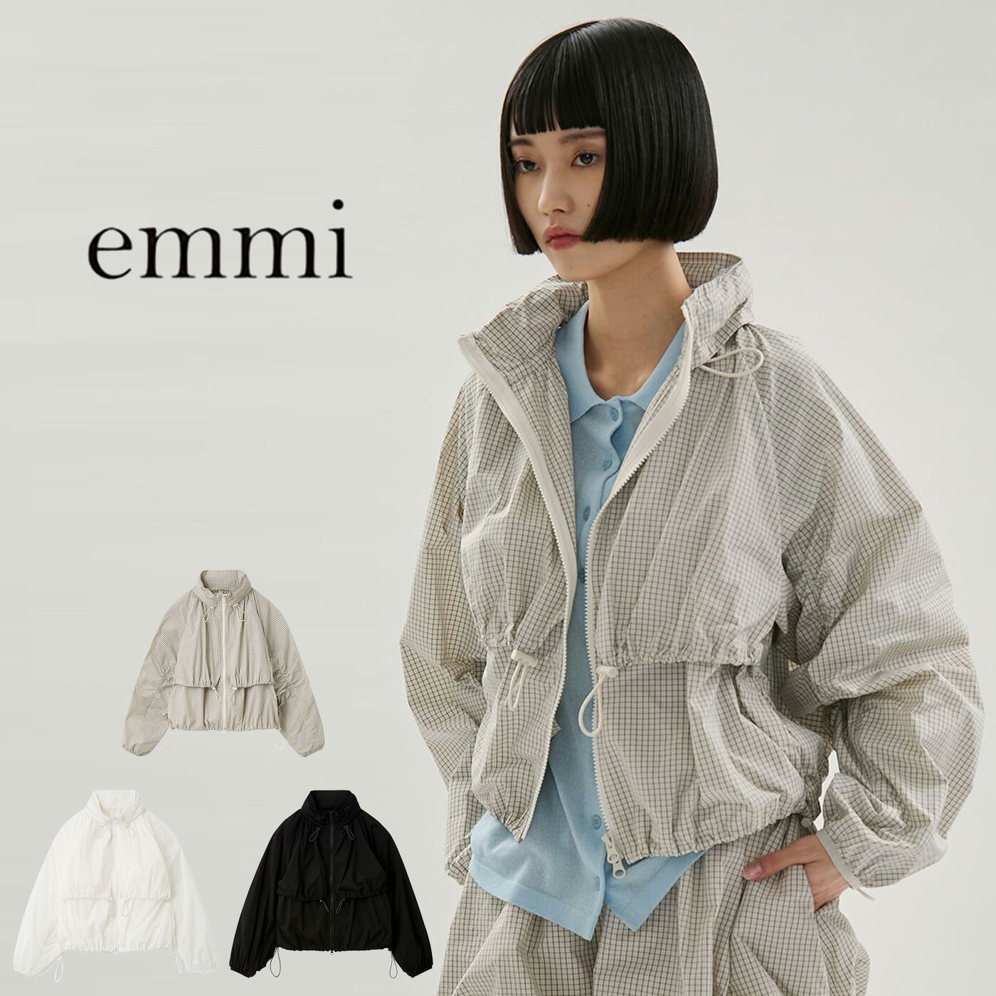 (もうすぐ終了ポイント最大10倍)エミ ウェア emmi WEAR ドロストナイロンブルゾン 撥水 セットアップ対応 13wfj261041 レディース アウター 透け感 スポーティ ジャケット フード付き 2026春 セレクト雑貨ムー【P10】