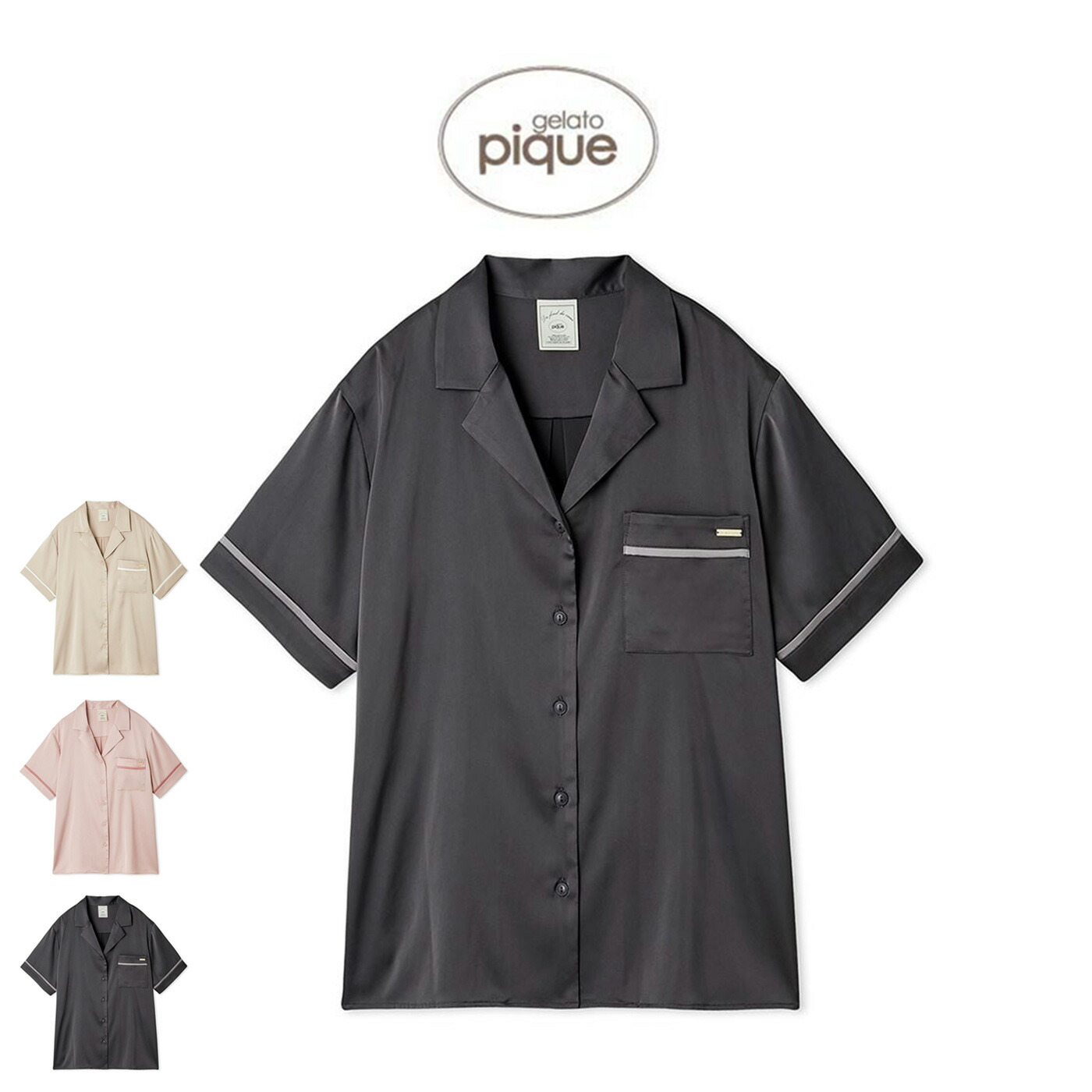 SALE30%OFF ジェラートピケ gelato pique 接触冷感サテンラインシャツ pwft254258 ジェラピケ ルームウェア パジャマ 部屋着 半袖 ギフト プレゼントにおすすめ セレクト雑貨ムー