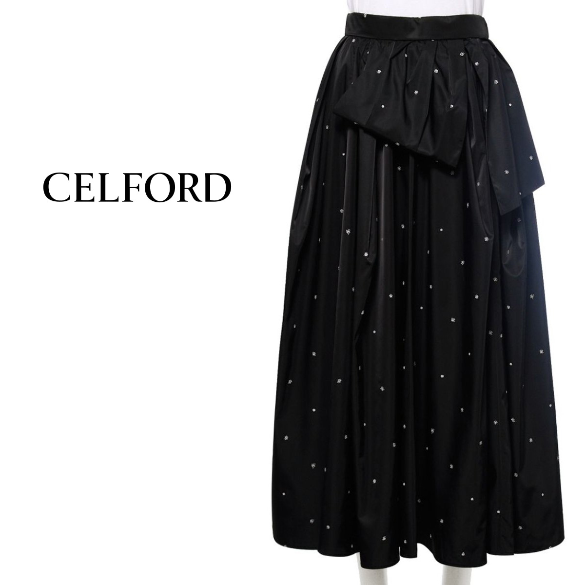 SALE30%OFF セルフォード CELFORD 洗える リボンタフタスカート cwfs262046 レディース ロングスカート ドット柄 水玉 セレクト雑貨ムー｜セレクト雑貨ムー
