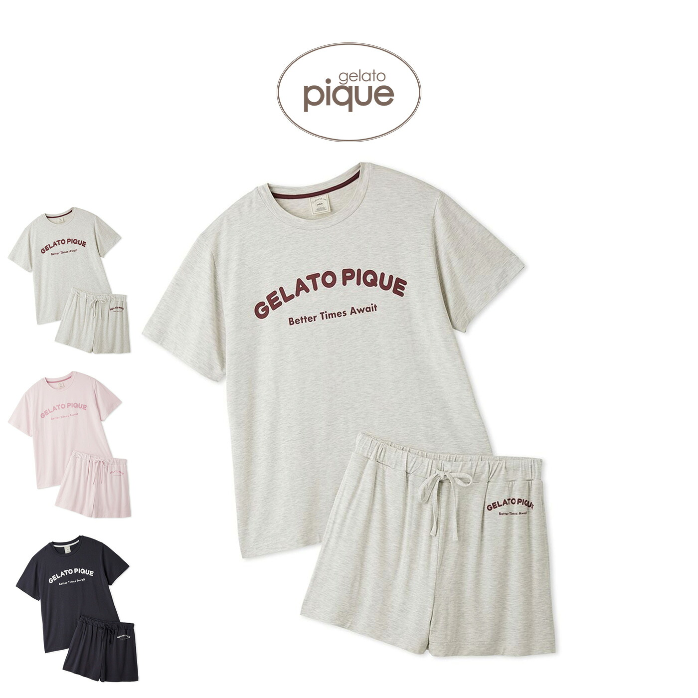 ジェラートピケ gelato pique 接触冷感 カジュアルレーヨンロゴTシャツ&ショートパンツセット pwct264201 ジェラピケ パジャマ ルームウェア 部屋着 上下セット レディース 2026秋 プレゼントにおすすめ セレクト雑貨ムー｜セレクト雑貨ムー