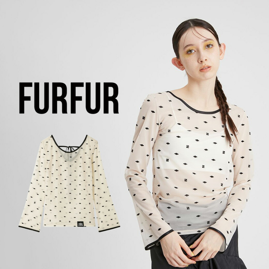 【FURFUR】UMBROコラボモノグラム柄シアートップス FURFUR （ファーファー)UMBROコラボモノグラム柄シアートップス