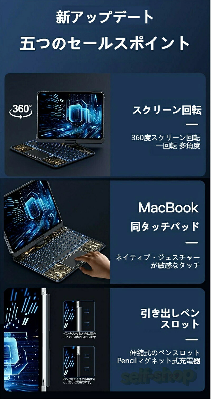 【2025新登場】マジックキーボード iPad Pro キーボード付きケース 360°回転＆ラックパッド搭載 Pencil充電対応 LCDディスプレイ透明カバー 7色バックライト iPad Pro 11 (第1/2/3/4世代) iPad Air (第4/5/6世代) 10世代10.9インチ対応