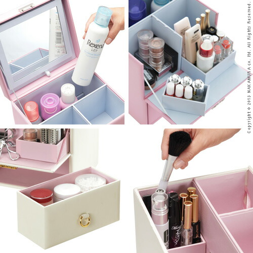 楽天市場 より軽くより美しく メイクボックス 鏡付き 送料無料 コスメボックス バニティ 大容量 持ち運び かわいい 人気 おしゃれ 軽量 コンパクト 化粧品ボックス 化粧品 収納 ボックス 化粧道具入れ メイク道具収納 卓上ドレッサー ミニドレッサー ｓｅｍｉ