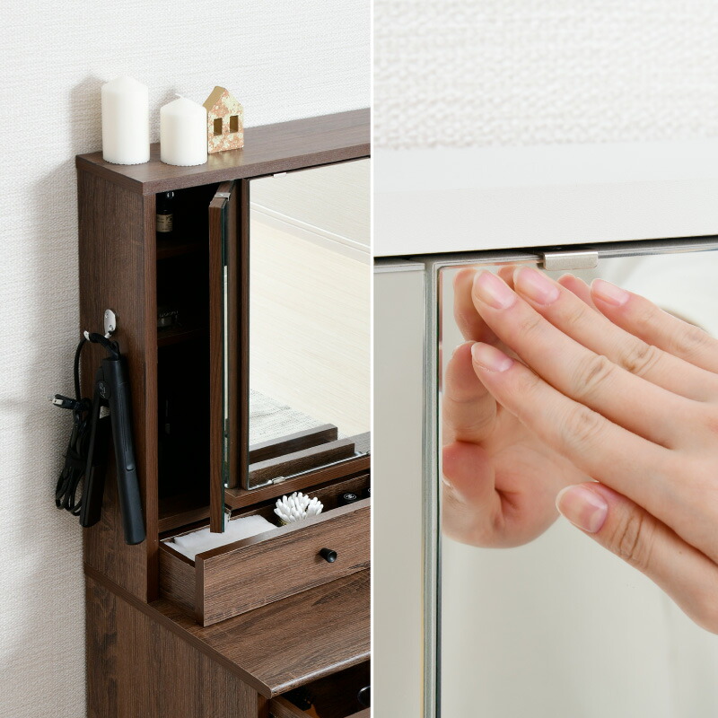 Belleb 三面鏡ドレッサー ロータイプ 幅70 送料無料 化粧台 白 ホワイト ブラウン ナチュラル 大容量 収納 コンセント付き 引き出し コンパクト 安い 激安 70幅 ロードレッサー Devils Bsp Fr