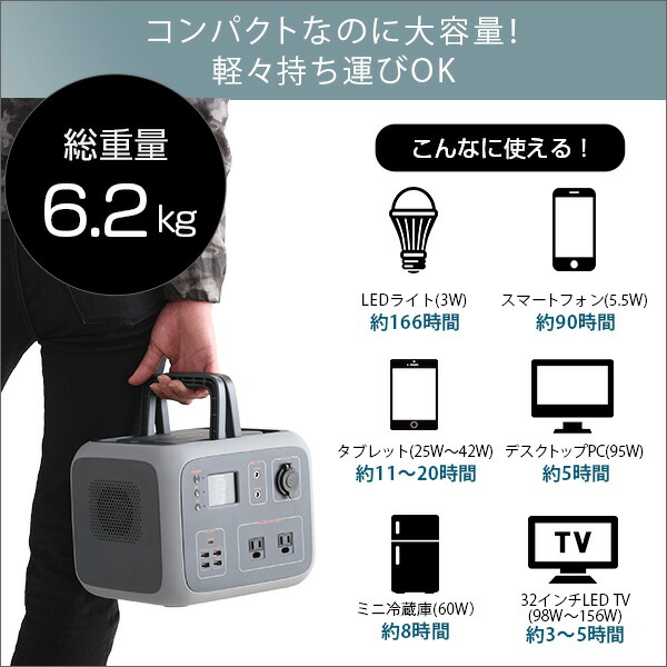 現品限り一斉値下げ アウトドア用 防災バッテリー ポータブル電源 大容量 500w スマートフォン 携帯電話 Mjynchgrzl