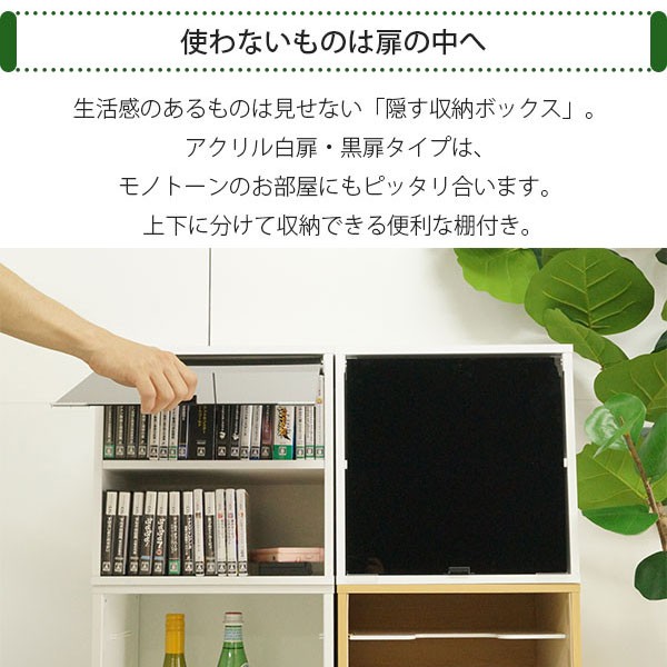 楽天市場 お得な2個セット キューブボックスa 棚付き鏡面扉付きタイプ 鏡面扉 扉付き アクリル扉 収納 棚 目隠し カラーボックス カウンター上 棚付き キューブボックス ミニ食器棚 ｓｅｍｉ ｓｔｙｌｅ
