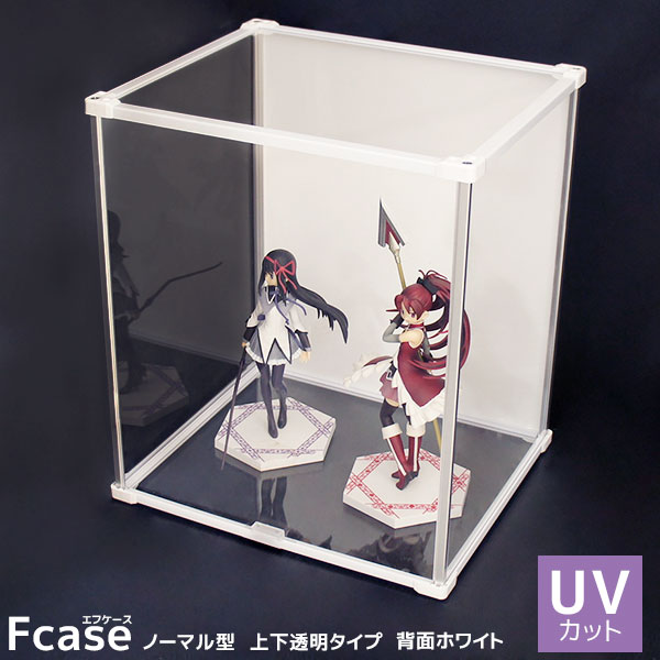 【25日★全品★最大10%OFFクーポン】 UVカット アクリルケース Fケース スタンダード型・上下透明タイプ (背面ホワイト) フィギュアケース コレクションケース アクリル 卓上 ロータイプ 人形 折りたたみ式 安い 激安 ロータイプ
