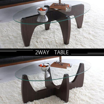 違いを楽しむ２ｗａｙ 2way オーバル リビングテーブル 送料無料 テーブル 格安 ｓｅｍｉ ｓｔｙｌｅ オーバル センターテーブル おしゃれ 楕円 楕円 S00 ノグチ風 ガラス 脚の置き方で２つの顔 ローテーブル 安い ガラス天板 激安 強化ガラス ローテーブル