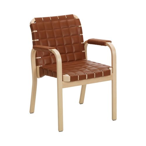 アームチェア 45 ナチュラルラッカー×レザー Elegance コニャック アームレスト レザーチューブ巻 Elegance コニャック (Artek アルテック)